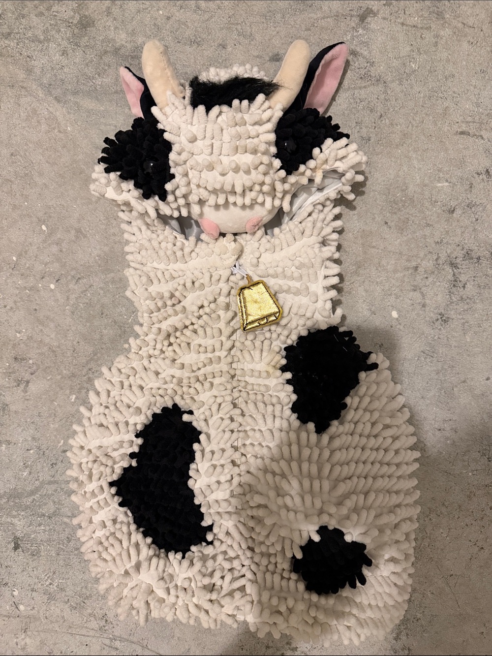 Plush Cow Hooded Kids Accessory - Cream & Black